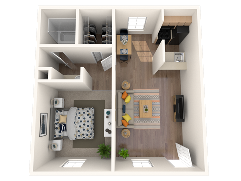 1 Bedroom 1 Bath Floor Plan  at Ascent 1829, Arizona, 85020